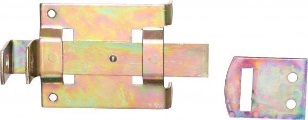 Засов под навесной замок №1 малый желтый 110 мм