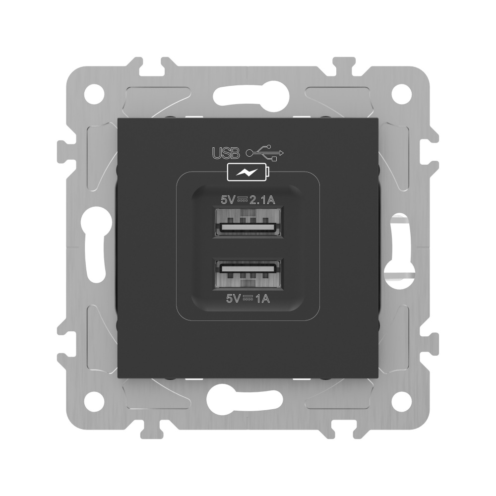 Механізм розетки USB 2 HausMark Alta чорний