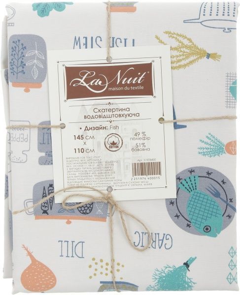 Скатерть Fish 145x110 см белый с принтом La Nuit 