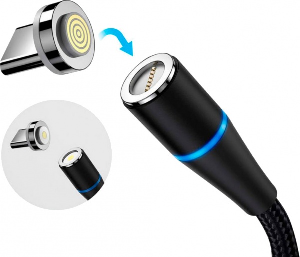 Кабель ColorWay USB - 3в1 Lightning + Micro 5P + Type-C Magnetic 1 м чорний 