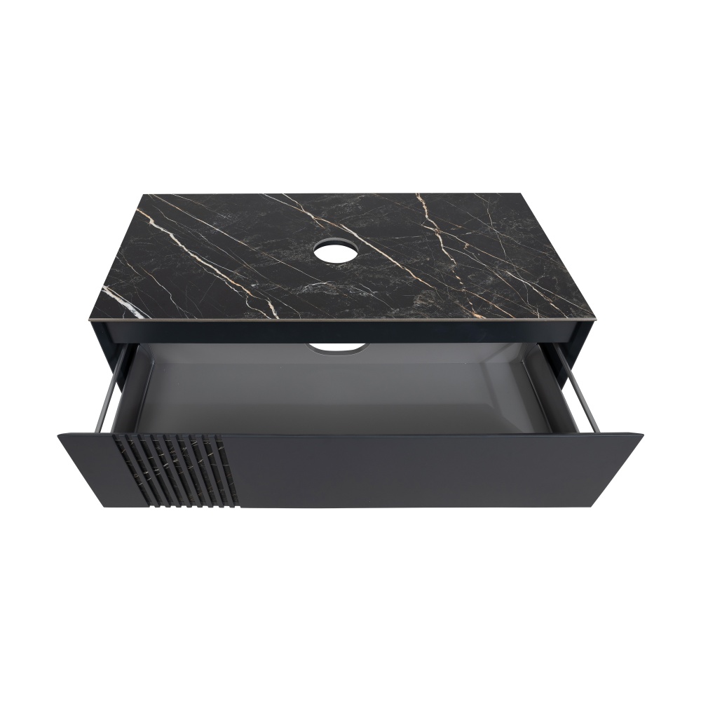 Тумба під умивальник Aqua Rodos MANHATTAN антрацит мат зі стільницею керамограніт Namibia Black 100 см