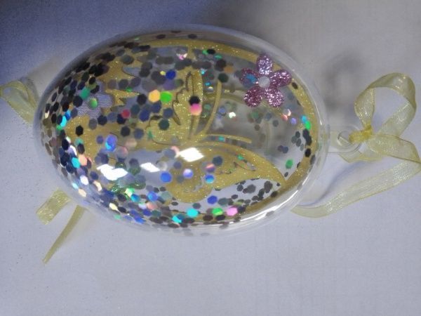 Декоративна підвіска Гулівер Країна Яйце Метелик жовтий 10 см