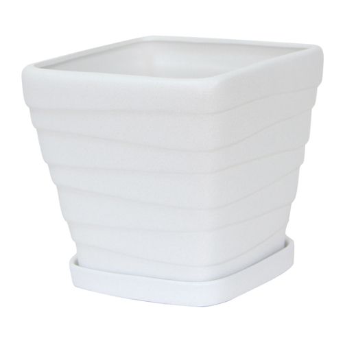 Горщик керамічний Оріана-Запоріжкераміка Квадрат №3 крошка квадратний 2 л білий 