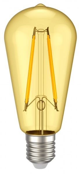 Лампа світлодіодна IEK FIL Gold ST64 6 Вт E27 2700 К 220 В жовта 