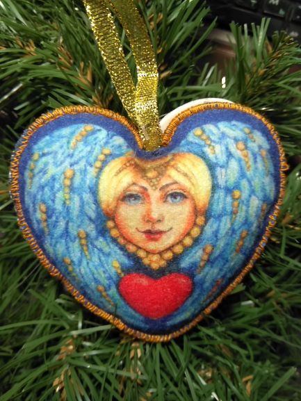 Подвеска фетровая Сердце синяя 8 см