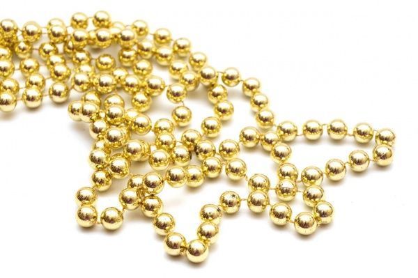 Бусы для елки золотое 10 мм х 8 м, 890063