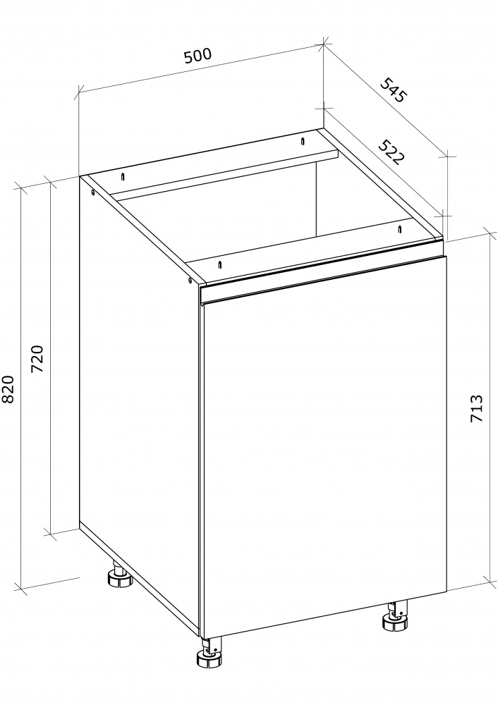 Тумба нижняя МС Джетта 82/50/52,5 дуб сонома/графит Грейд