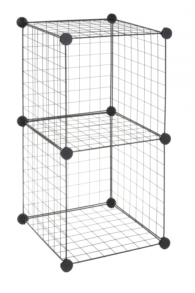 Стелаж дротяний куб metal сubes storage 2 полиці 750х395х370 мм чорний