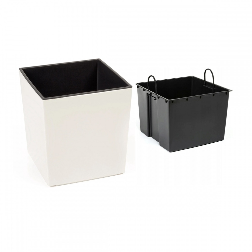 Вазон пластик JUKA квадратний кремовий 16,5 л Ламела (9745531)