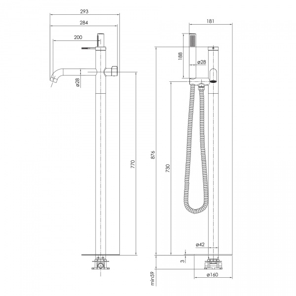 Змішувач для ванни Imprese Brenta підлоговий ZMK081906060 нікель