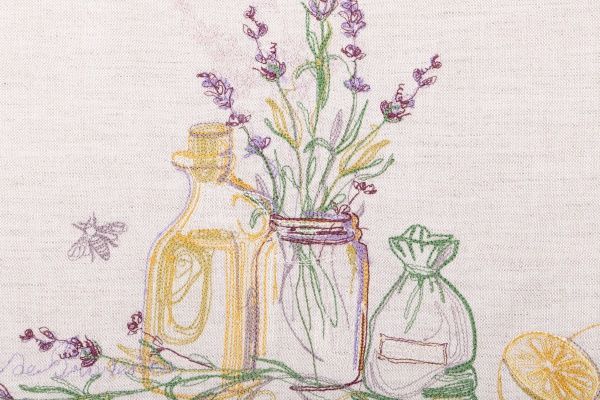 Скатерть «Лимон и лаванда» 657-16/00 110x140 см льняной Эдельвика 