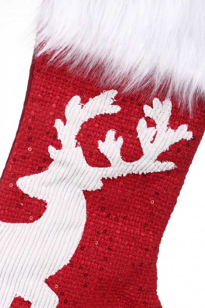 Чобіток декоративний лосик червоно-білий 25х52 см LF2224064