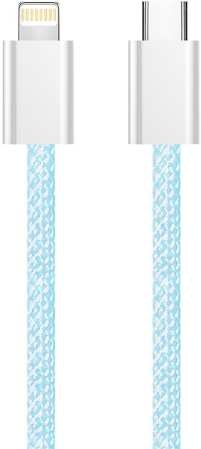 Кабель ColorWay Type-C - Apple Lightning (braided cotton) (PD Fast Charging 27W) 1 м синій (CW-CBPDCL061-BL)