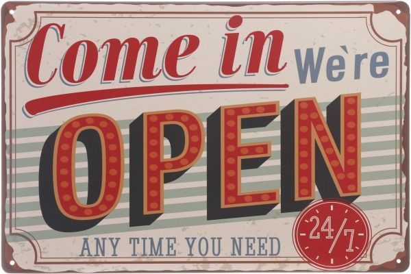 Табличка сувенирная Open 20х30 см