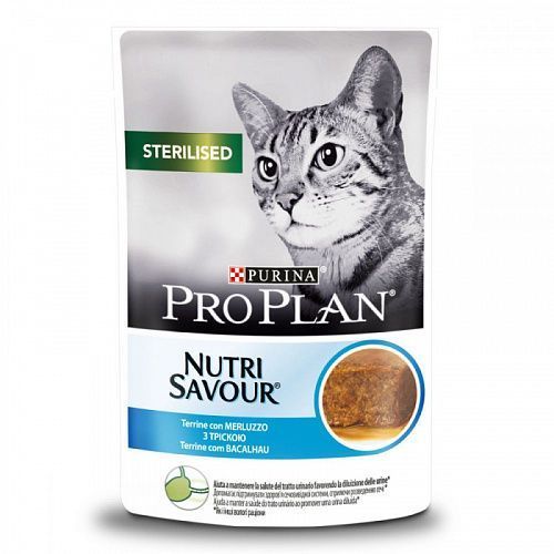 Консерва Pro Plan для стерилізованих котів Sterilised, мус з тріски, пауч, 85г