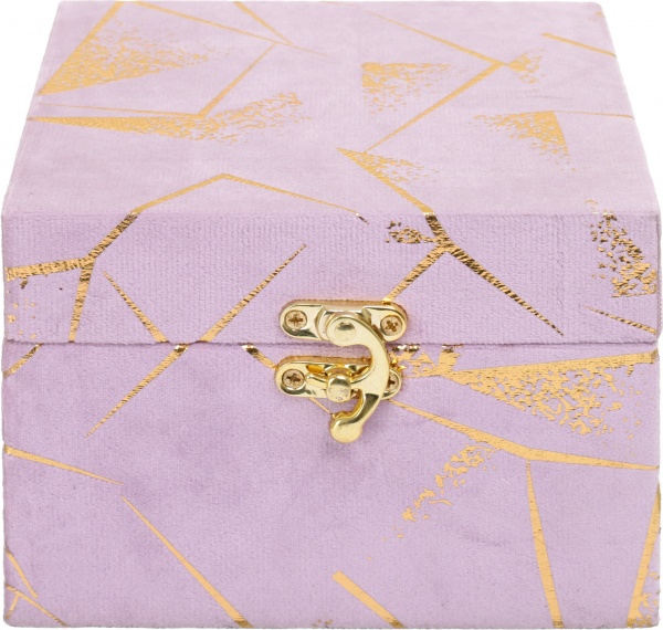 Сундук Геометрия 14х14х10 см пудровая с золотым