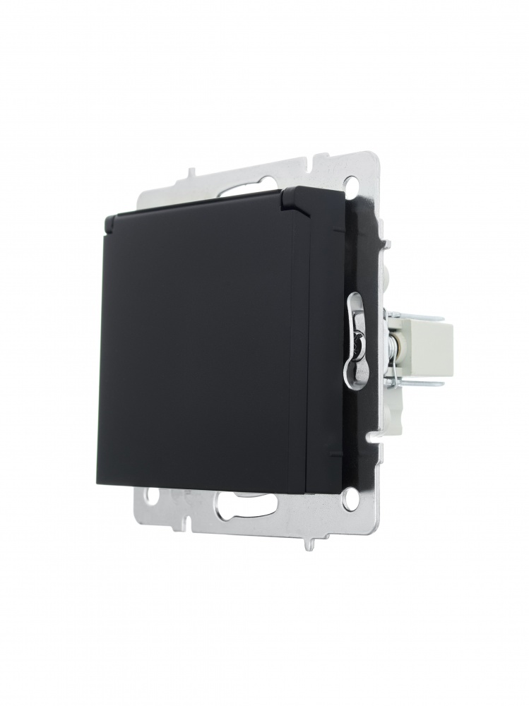 Розетка с крышкой 1 с заземлением Lezard Vesna IP20 антрацит 742-4288-123B