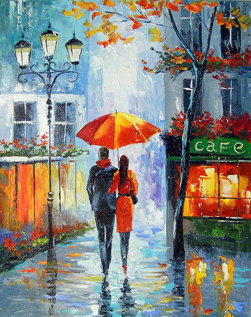 Набор со стразами на подрамникеРомантическая прогулка по городу худож. Дарчук О. 30x40 см GoToArt