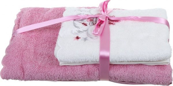 Набір рушників Monica 2 шт. рожевий/ білий La Nuit 