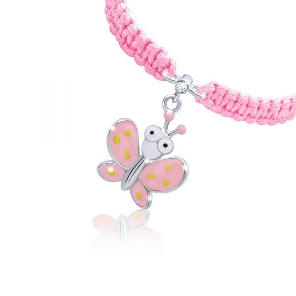 Браслет плетений UMa&UMi Метелик з очима рожевий