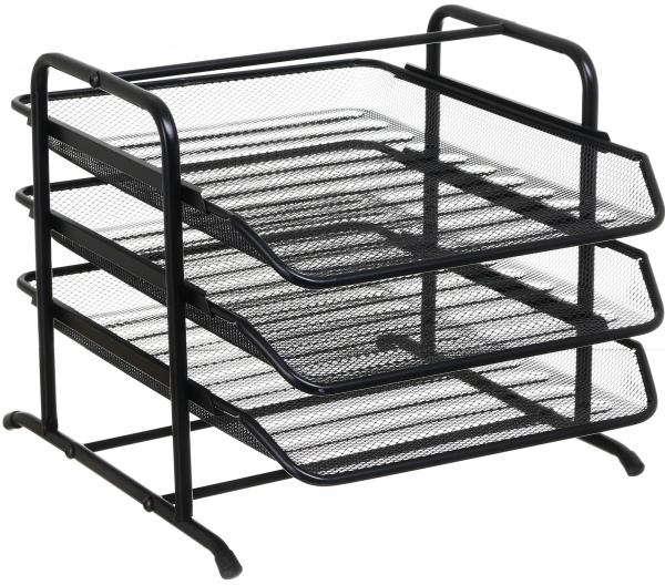 Лоток для паперів горизонтальний потрійний метал 35х29,5х26 см чорний Nota Bene