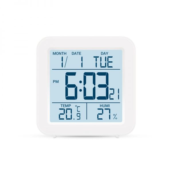 Термогигрометр цифровой с часами Т-15 белый