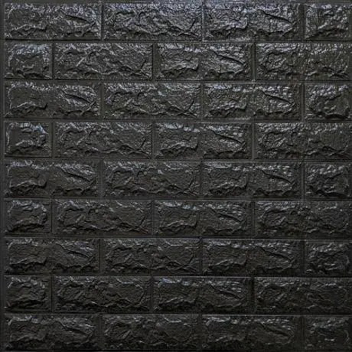 3D-панель з ПВХ самоклеюча цегла чорна 700х770х3 мм 
