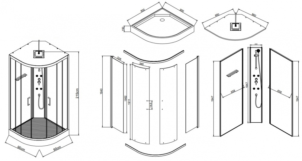 Душовий бокс EGO EGOIST Wood 900х900х2150 мм 1232BRF