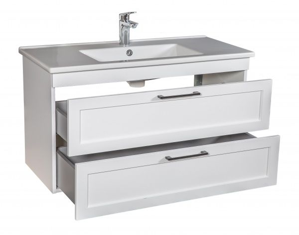 Тумба подвесная ScandiSPA Inari белый мат с умывальником Arte 100 см