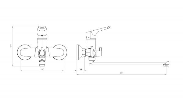 Смеситель для ванны/душа Damixa Origin Bit 779500000 с длинным изливом