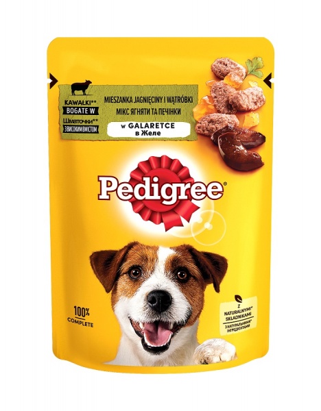 Корм влажный для взрослых собак для всех пород Pedigree ягненок и печень в желе 100 г