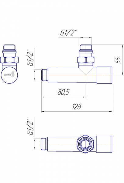 Кран угловой Mario Кран кутовий чорний мат. (подовж.)
