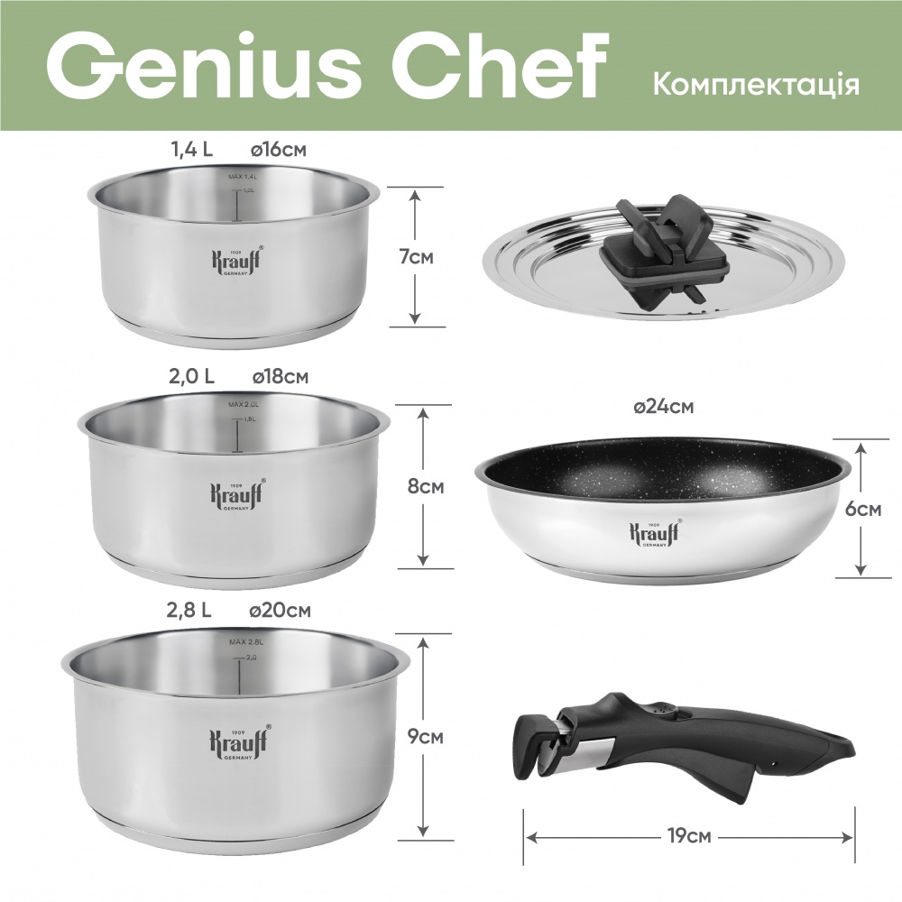Набір посуду Krauff Genius Cook 6 предметів 26-303-015