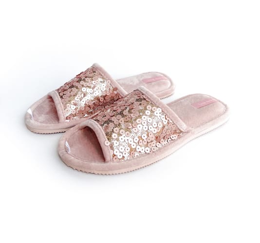 Тапки домашние Twins HS-LUX пайетки р.36/37 пудровый 