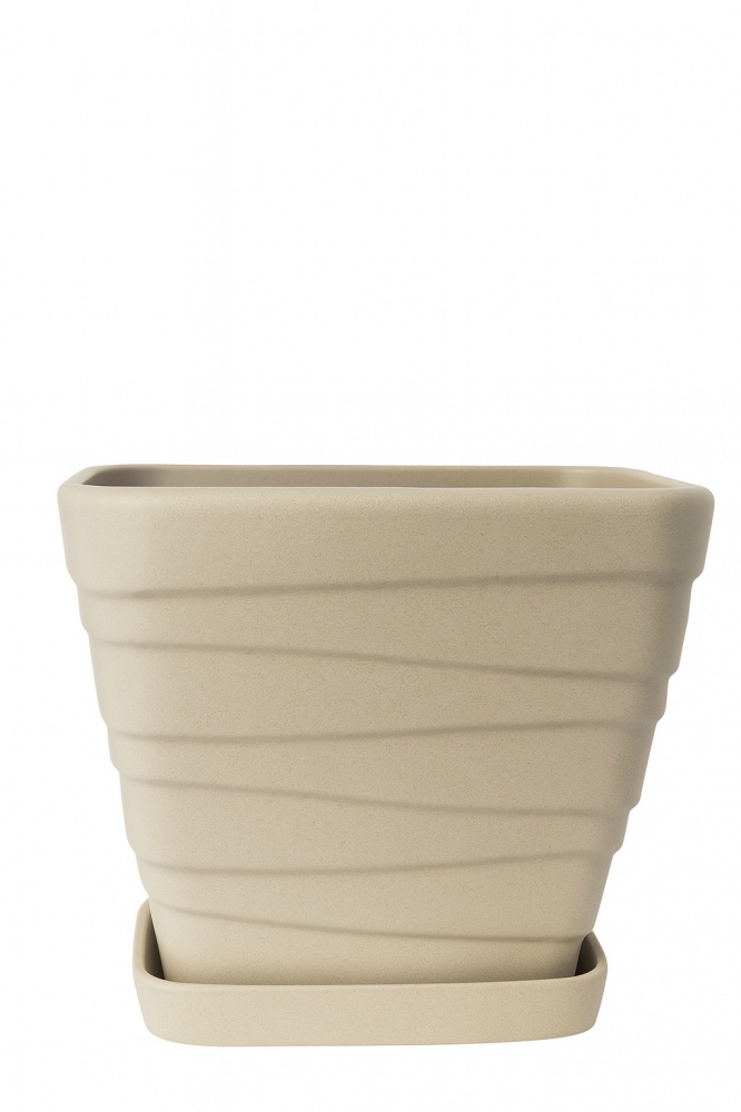 Горшок керамика Волна №2 квадратный бежевая крошка 8 л Ориана-Запорожкерамика