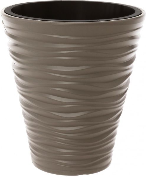 Горщик пластиковий Prosperplast Sand 2 в 1 круглий 21л мокко (79617-7529) 