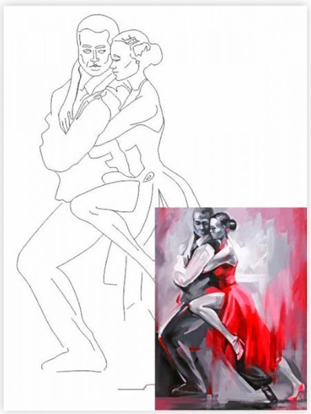 Полотно на картоні з контуром Танго Rosa Start 