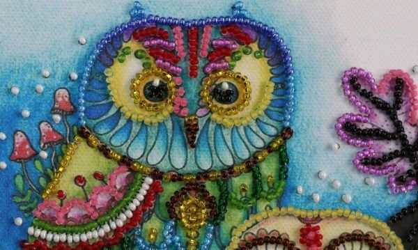 Набір для вишивання бісером на натуральному художньому холсті Нічна парочка 150x150 мм Абрис Арт