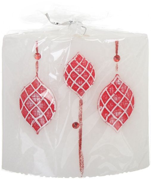 Свеча декоративная Аппликация Эллипс 55 * 125 Красная Pako-If