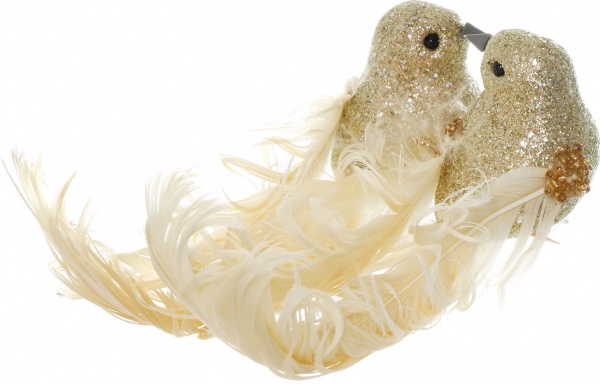 Новорічна декорація Пташки золоті 14 см