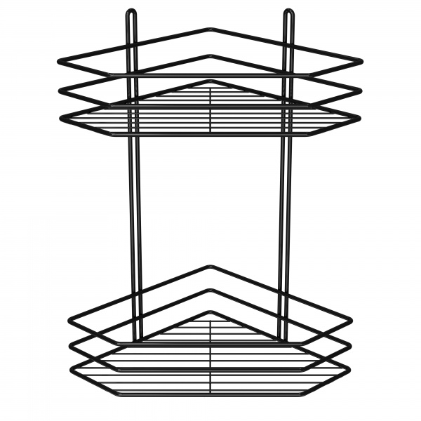Полка для ванной 2-ярусная 25 см черная 
