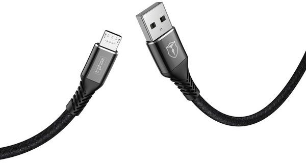 Кабель T-PHOX USB Type-A 1 м чорний (T-M814 black) Jagger 