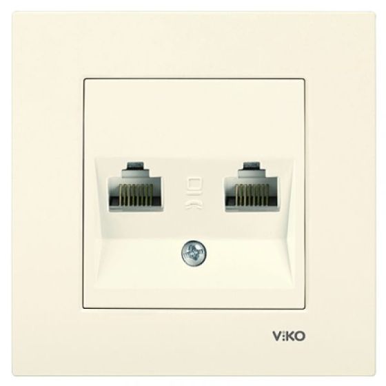 Розетка комп'ютерна + телефонна подвійна Viko Karre бежевий 90960135
