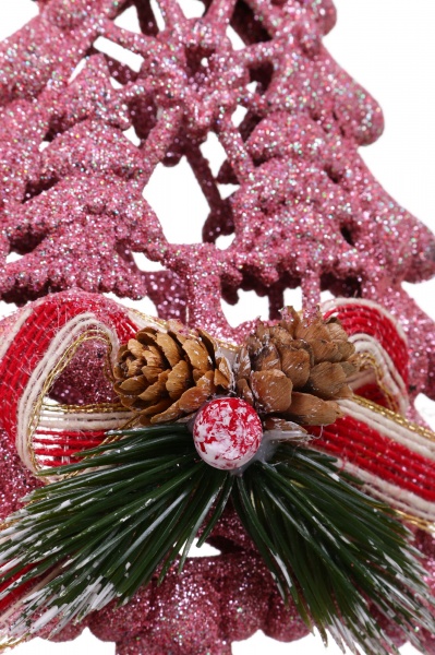 Декоративна підвіска Ялинка з декором 20 см HFF202P рожевий