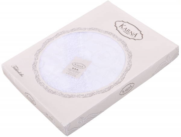 Скатерть с гипюром KDK d160 белый Karna 