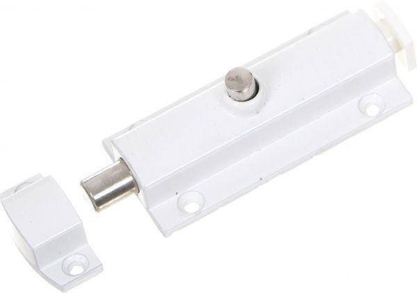 Шпінгалет з кнопкою великий ЗМ905 білий