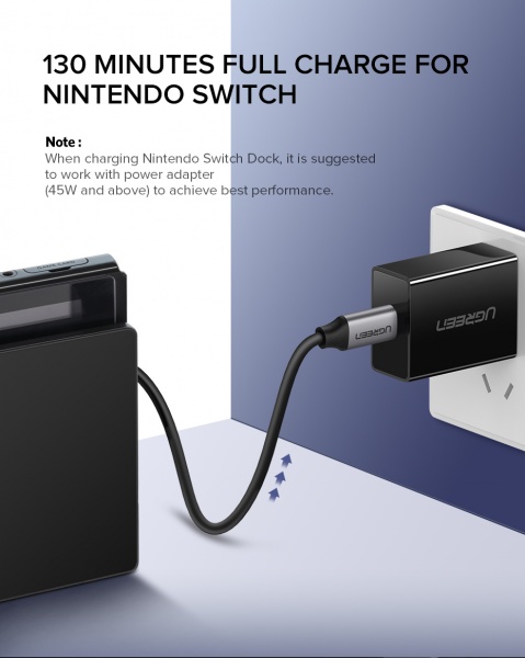 Кабель UGREEN US161 Type-C-Type-C 60 W 3A Gen1 5Gbps Cable 1,5 м black (50751) 