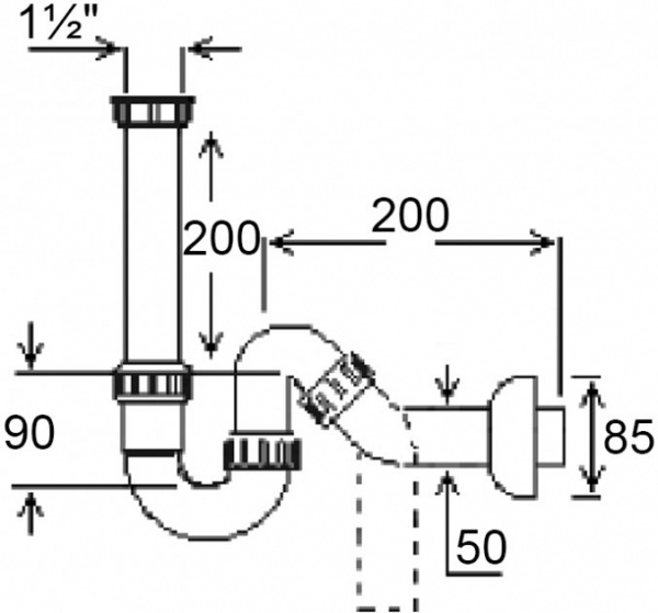 Сифон Ghidini для мойки трубчатый O50 х 1 1/2