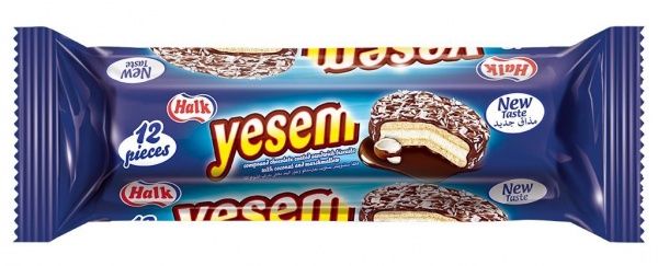 Печиво ULKER HALK з маршмеллоу покрите шоколадною глазур'ю і кокосовою стружкою 216гр х12 216 г 