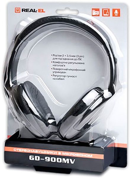 Навушники REAL-EL black 900MV 